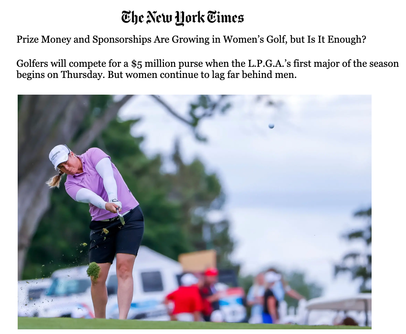 Prize Money and Sponsorships Are Growing in Women’s Golf, but Is It Enough?